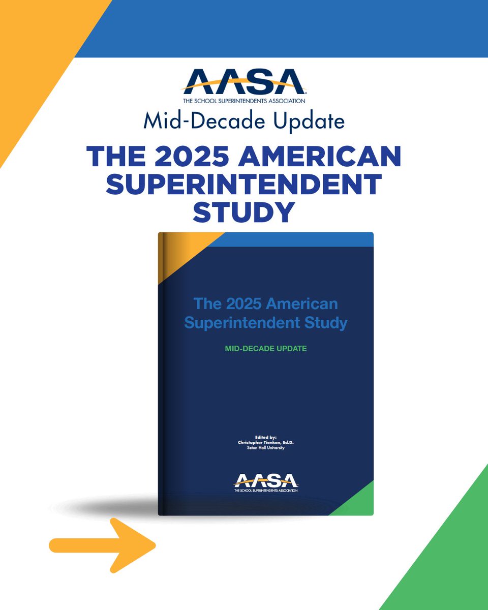AASAHQ's tweet photo. The 2025 American Superintendent Study: Mid-Decade Update is here. The data shows the superintendency is more complex and demanding than ever, yet grounded in purpose and service.

See the key findings and how they reflect today’s leadership landscape: https://t.co/WmYz5daaE5 https://t.co/JOhjVNsgZ7