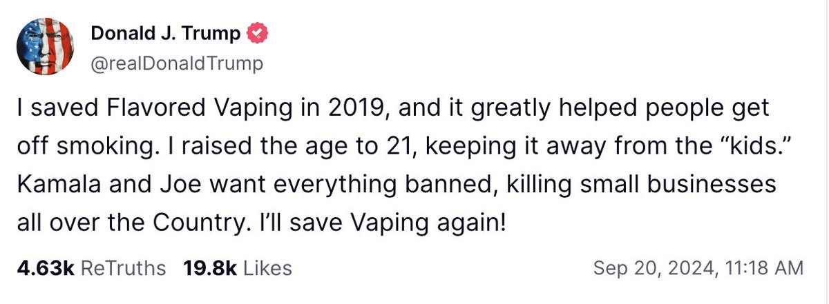 I'll never get over how ruthlessly Trump hoodwinked the entire vape industry