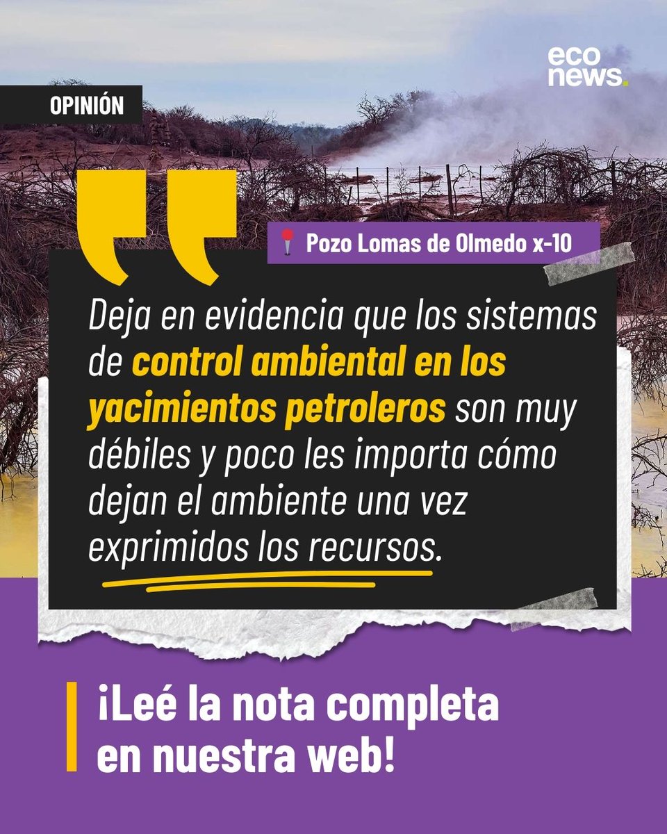 El pozo petrolero abandonado en Salta ⚠️ econews.global/el-chernobil-s…

🌳 La coordinadora de la Campaña de Bosques de Greenpeace Argentina, Noemí Cruz, analiza la problemática que atraviesa Puesto Guardián, en Lomas de Olmedo.

💨 “Lo que ocurre allí no es un incidente aislado: es el