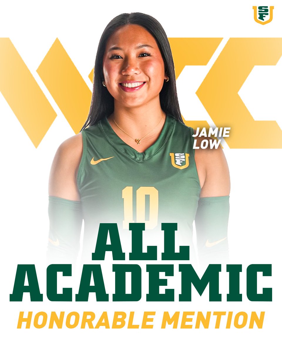 USFDonsVB's tweet photo. 𝐖𝐂𝐂 𝐀𝐥𝐥-𝐀𝐜𝐚𝐝𝐞𝐦𝐢𝐜 🙌

Abby Wadas, Astrid Puig, Crystal Galaviz, Shannon Knight, and Jamie Low have earned WCC All-Academic Honorable Mention selections! 

#USFDons | #WCCsports https://t.co/MdIdLvwpzQ