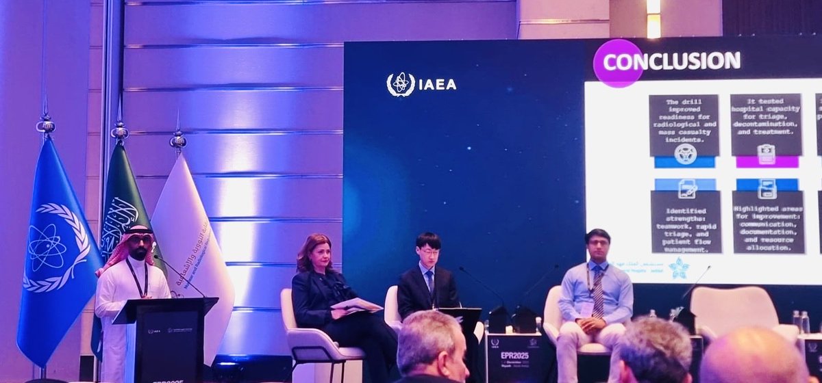 Mph_Awad's tweet image. تشرفت بالمشاركة كمتحدث خلال المؤتمر الدولي للاستعداد والاستجابة للطوارئ النووية والإشعاعية، الذي نظمته هيئة الرقابة النووية والإشعاعية @SaudiNRRC بالتعاون مع الوكالة الدولية للطاقة الذرية @iaeaorg.

وقد جمع المؤتمر قادة وخبراء من أكثر من 100 دولة لمناقشة أحدث الابتكارات والحلول…