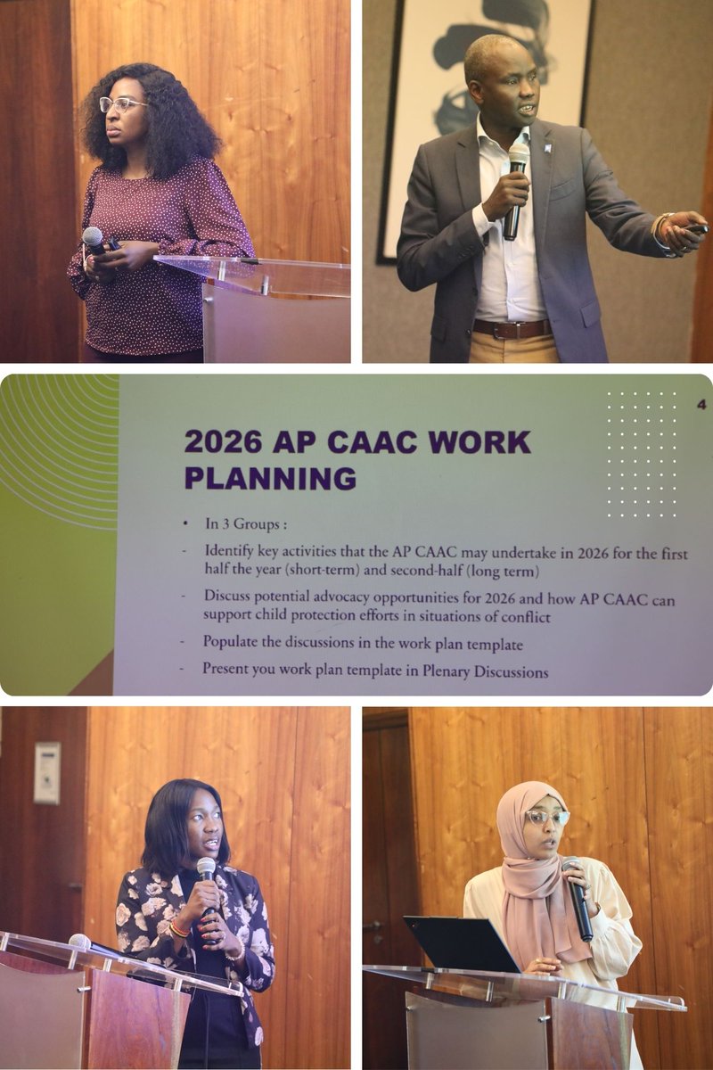 AUC_PAPS's tweet photo. Closing and Way Forward | #APCAAC

Day 3⃣ of the AP-CAAC Capacity Building Session focused on work planning and child-rights advocacy priorities for 2026, with Session 10 on AP-CAAC work planning and advocacy opportunities led by Ms. Yvonne Tagwireyi and Dr. Ntando Ndhlovu, followed by group presentations facilitated by Dr. Kijala Shako. 

The Session officially concluded with closing remarks by Dr. Isabela Moses Warioba, and final remarks by Advocate Ishmael Sefeane, Representative of the Vice Co-Chair of #AP_CAAC and Permanent Representative of the Kingdom of #Lesotho to the @_AfricanUnion, reaffirming strong continental commitment to protecting children affected by conflict.