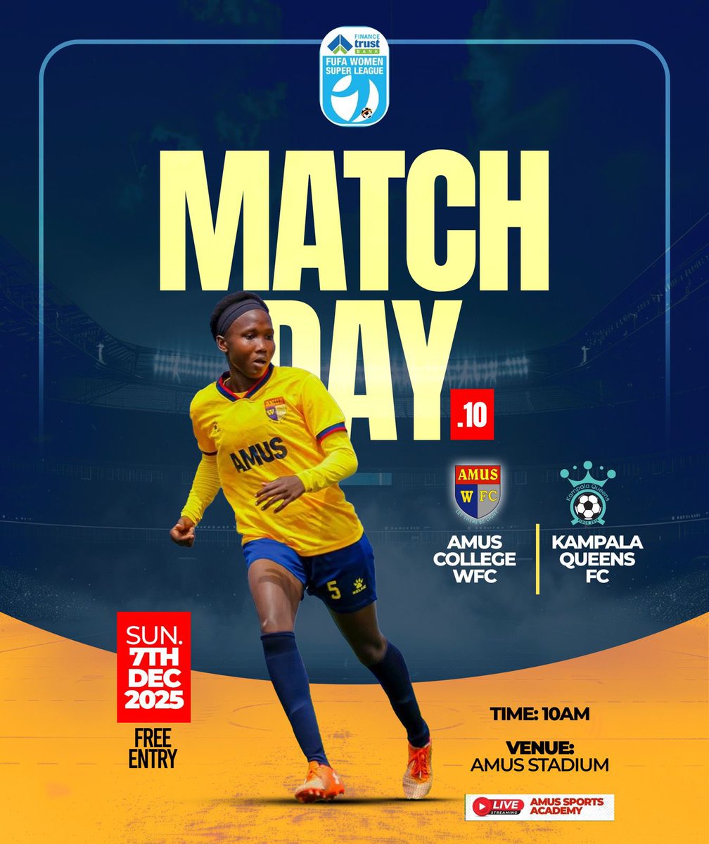 AmusWfc's tweet photo. "Game day is coming! Let's show our support for the Amus College Women's football team as they host @kampalaQueensFc ! #AmusCollege #WomenFootball 

#LetTherebeLight https://t.co/4rIh4N6qLs