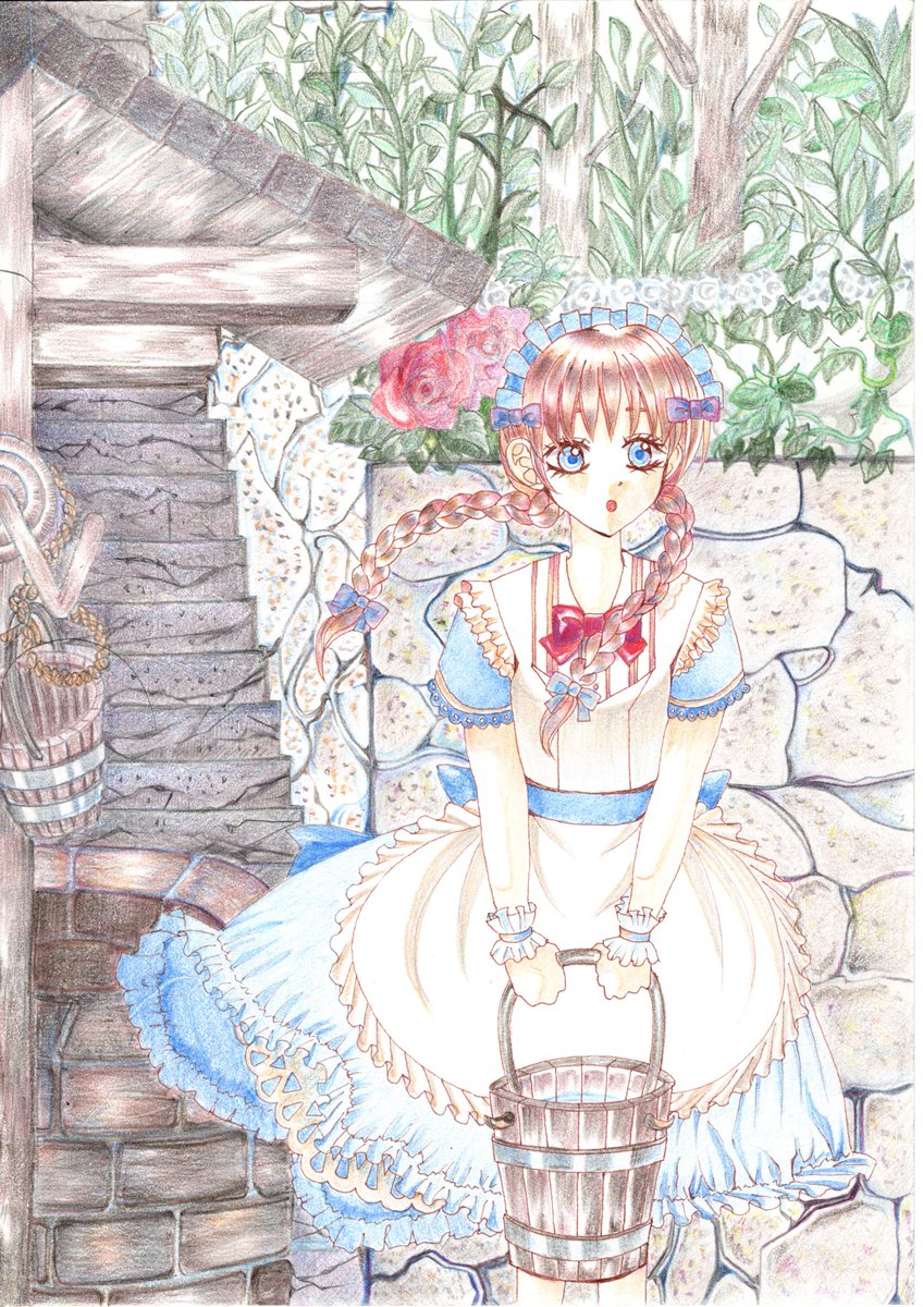 おはれお〜∩^ω^∩ 色鉛筆の最初と次に作成したボツ的作品。 #原画市_