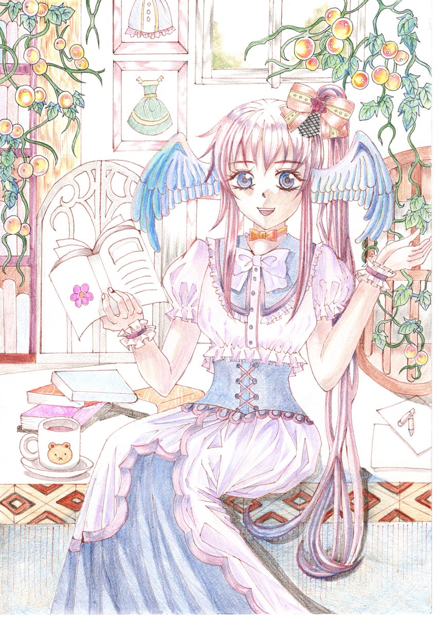 おはれお〜∩^ω^∩ 色鉛筆の最初と次に作成したボツ的作品。 #原画市_