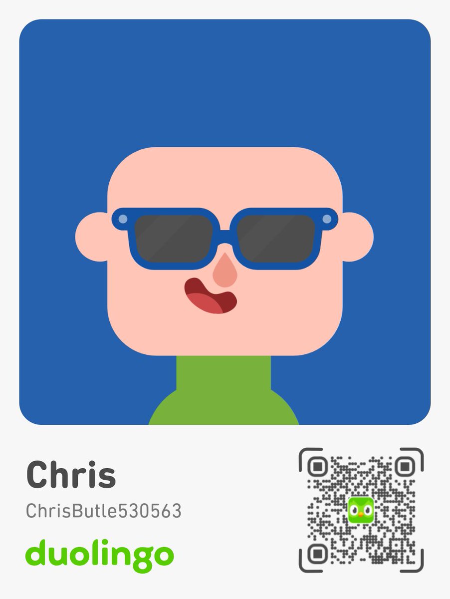 ChrisButler8's tweet image. Here’s my profile – let’s be friends duolingo.com/profile/ChrisB…