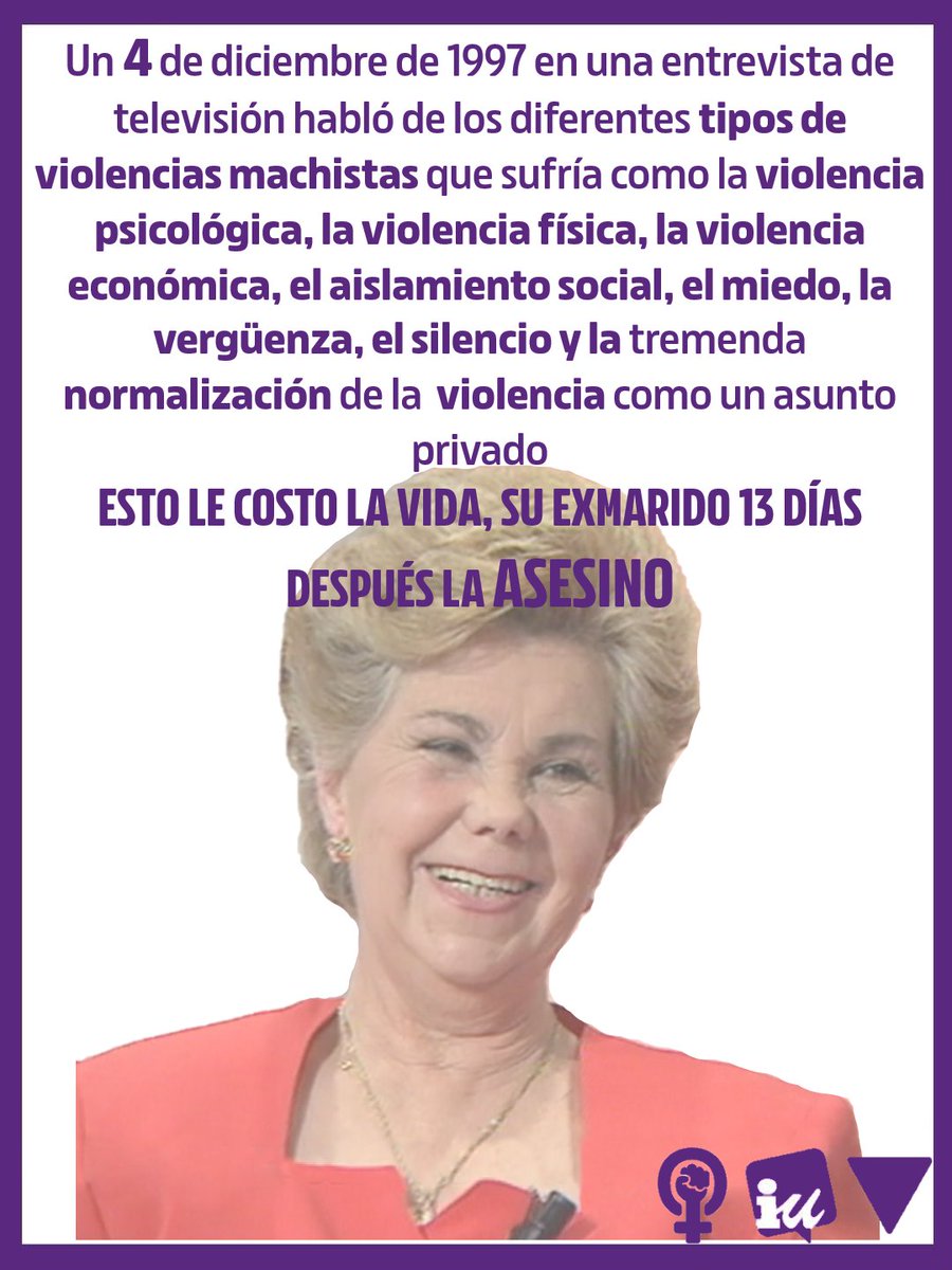🧵1/3
💜 Hoy es un día clave para #Andalucía pero también los es para el #feminismo
Fue un 4 de diciembre de 1997 cuando una mujer andaluza valiente llamada Ana Orantes Ruíz asistió a un plató de televisión para narrar su relato en torno a la violencia de género que sufría.