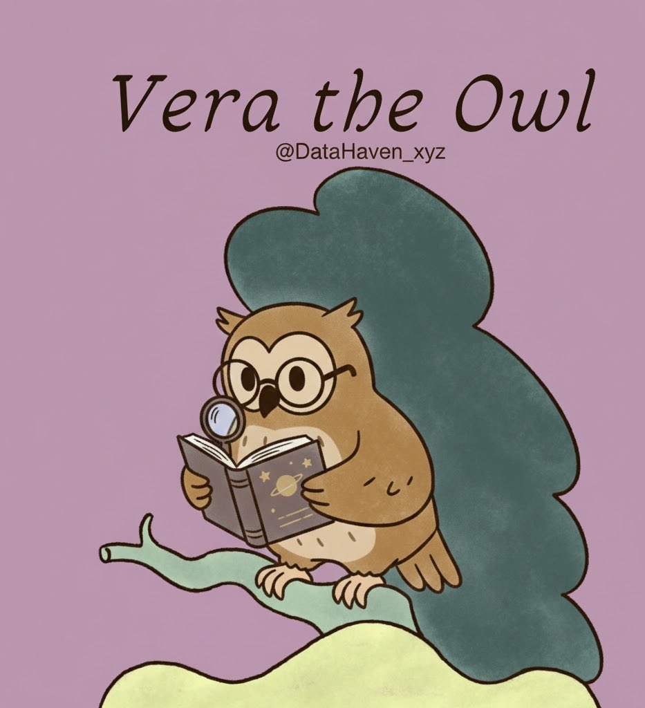 I'm choosing Vera the Owl as the Haven character I resonate with most!
Vera's personality, centered on the pursuit of knowledge reading a celestial-themed book with a magnifying glass, perfectly embodies my  role as an person reading data, analysis insights.
<a href="/DataHaven_xyz/">DataHaven 🫎</a>