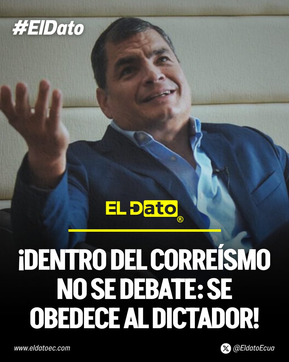 ElDatoEcua's tweet photo. #ElDato 🇪🇨 ¡DENTRO DEL CORREÍSMO NO SE DEBATE, SE OBEDECE AL DICTADOR!

Dentro de la llamada revolución ciudadana quedó claro que no existe diálogo interno, solo acatamiento. Rafael Correa reaccionó con furia a la postura de Marcela Aguiñaga, porque para él la lealtad no es convicción sino sometimiento. Apenas alguien piensa por cuenta propia, inmediatamente es señalado, expulsado del círculo y acusado de traición. No hay espacio para reflexionar, cuestionar o construir, solo para repetir lo que el líder quiere escuchar.

La disputa con Aguiñaga dejó al descubierto lo que muchos ya intuían pero pocos se atrevían a decir. En ese movimiento no se discute, se ejecutan órdenes. Si una figura relevante como Marcela es tratada con desprecio público por no alinearse, ya queda claro qué ocurre con cualquier militante que ose levantar la voz. El correísmo no enfrenta una crisis interna, enfrenta la factura de años de obediencia ciega. Ahora que por fin alguien rompe el molde, el “jefe” no sabe cómo controlar el incendio que él mismo provocó.

@ElDatoEcua 👈

#ElDato #Política #Ecuador #Gobierno #Correísmo #RafaelCorrea