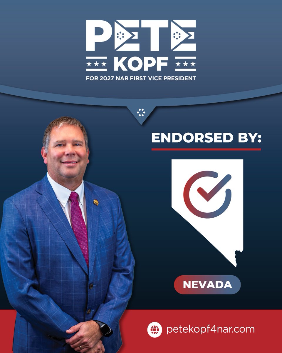 Pete4NAR's tweet photo. Incredibly honored to have the endorsement of Nevada REALTORS®! Thank you, Nevada REALTORS®, for your trust and your support.

#Pete4NAR #ForwardTogether https://t.co/jt9WBt2Yi0
