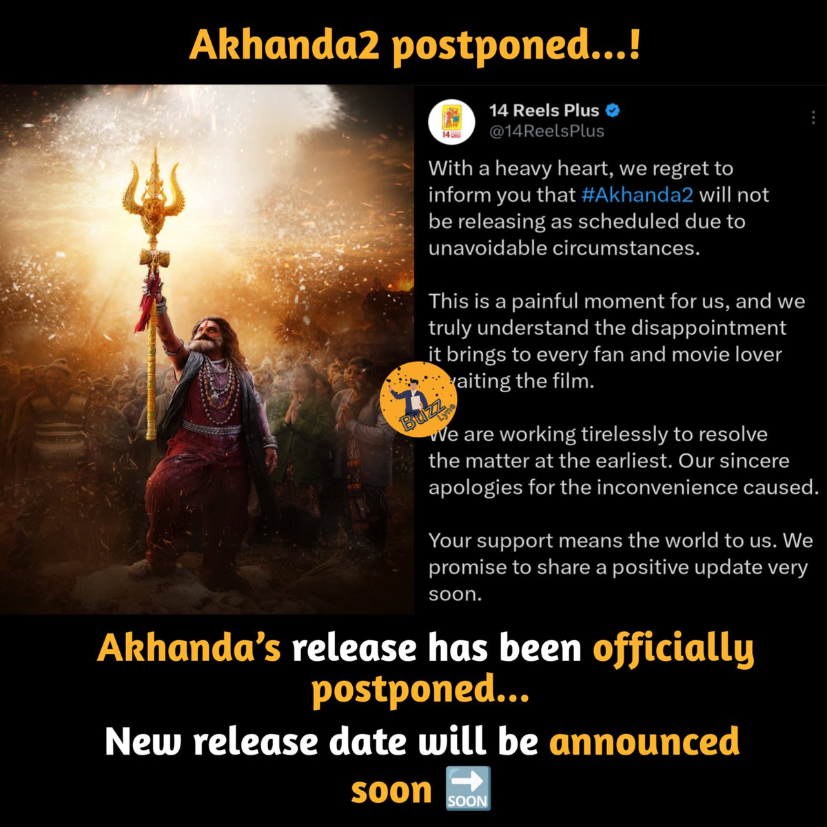 #Akhanda2 postponed!

New release date will be announced soon...

#Akhanda2Thaandavam #Akhanda2 #NandamuriBalakrishna #BoyapatiSreenu