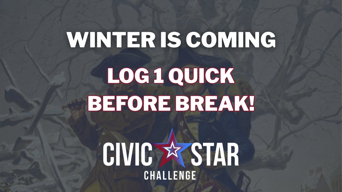 ❄️ Keep learning momentum alive before break. Log 1 A250 activity + enter December’s prizes.

🔗 bit.ly/3V1CQuX

#CivicStarChallenge #CivicEducation