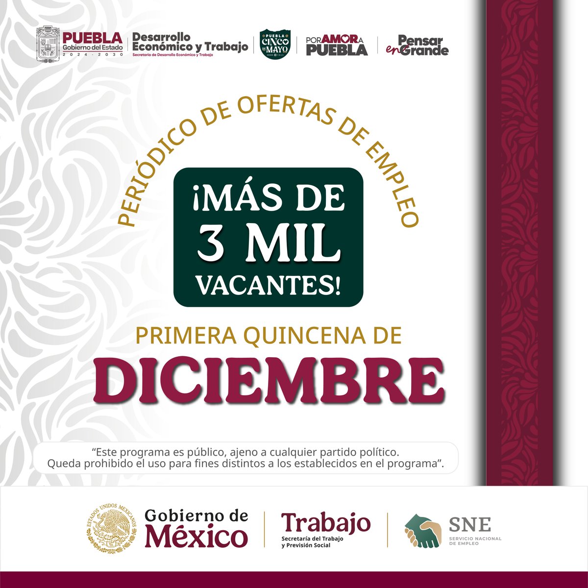 🔥📰 ¿Buscas trabajo?
El Periódico de Ofertas de Empleo ya está disponible y viene cargado de vacantes listas para ti.
Échale un ojo y encuentra esa chamba que te está esperando. 😉
👉 Entra ya ➡️ bit.ly/periodicoempleo
Primera Quincena de Diciembre