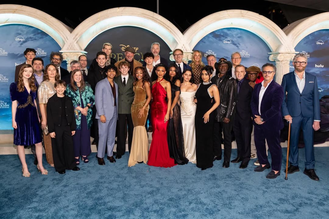 Dafne keen and rest of the Percy Jackson cast at it's season premiere
