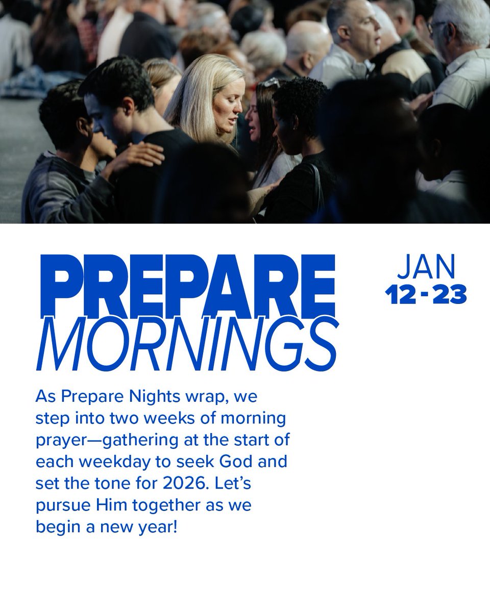 I am THRILLED to announce Prepare Season 2026 at <a href="/ChurchoftheKing/">Church of the King</a>!
Jan 3–23:
• Prepare Weekend (Jan 3–4)
• Prepare Nights (Jan 6–8)
• Prepare Mornings (Jan 12–23)

Let’s start 2026 by putting God first! Learn more at ChurchoftheKing.com/Prepare