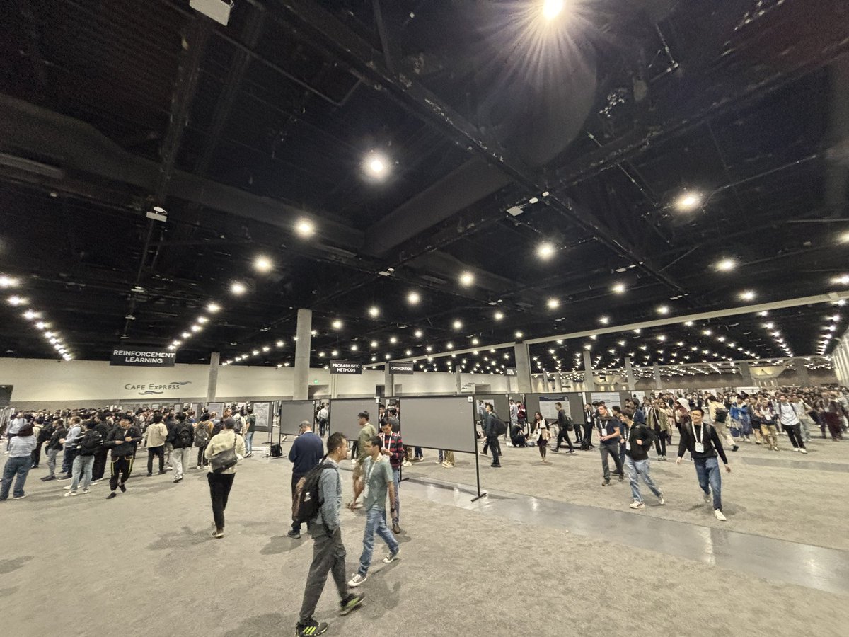 NeurIPS 2019: Saw every poster, chatted with many authors, even made friends.
NeurIPS 2024: Skimmed every poster title while power-walking the floor.
NeurIPS 2025: If I keep an 8-min/mile pace, I can physically pass by every poster — reading optional.