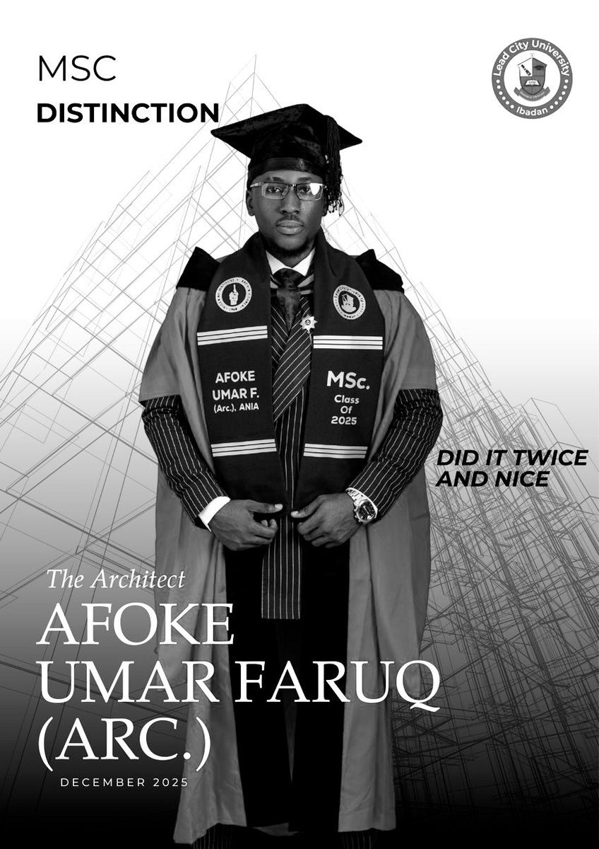 Efforts compounds. Here is another proof.
Grateful for another stride forward on life's vast playground.

بِفَضْلِهِ وَرَحْمَتِهِ
MSc. Architecture, with Distinction -2025
BSc. Architecture, First Class Honors -2023