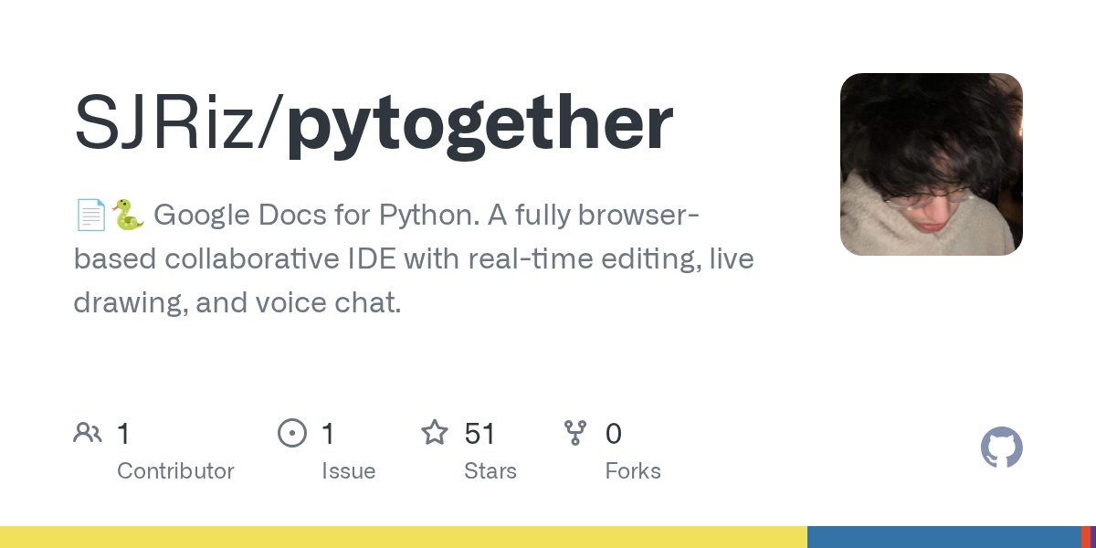 hackernewstop5's tweet image. PyTogether: Collaborative lightweight real-time Python IDE for teachers/learners #HackerNews
github.com/SJRiz/pytogeth…