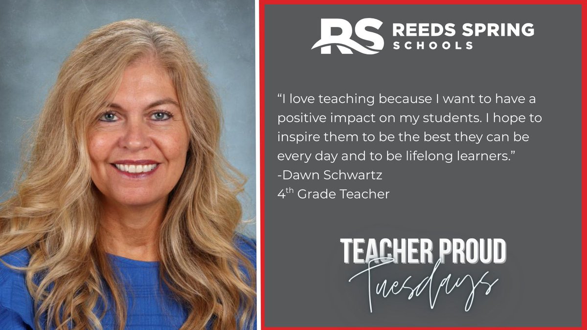 RSWolves's tweet image. TEACHER PROUD TUESDAY!
Once a month, we will share stories from our staff members about why they work in education. Ms. Dawn Schwartz is a fourth-grade teacher at Reeds Spring Elementary School. #ONEwiththePACK 
@ReedsSpringES 
@GOCSDMO