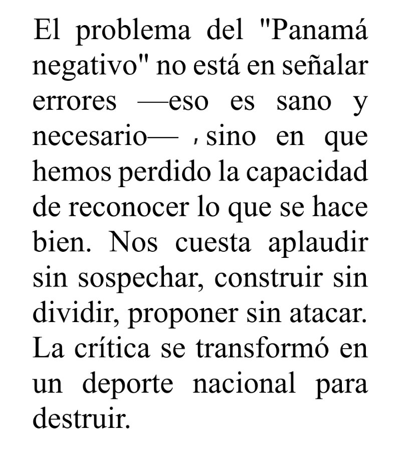 La pluma no le permitió al ingeniero Justino González, censurar sus líneas, expuestas sin dramatismo, con saludable rigor ausente de violencia, pero, contundente y lleno de amor a la patria.

Excelente artículo, sugiero su lectura.
<a href="/GonzaleJustino/">Ing. Justino González Araúz</a>
Toque ⬇️
x.com/GonzaleJustino…