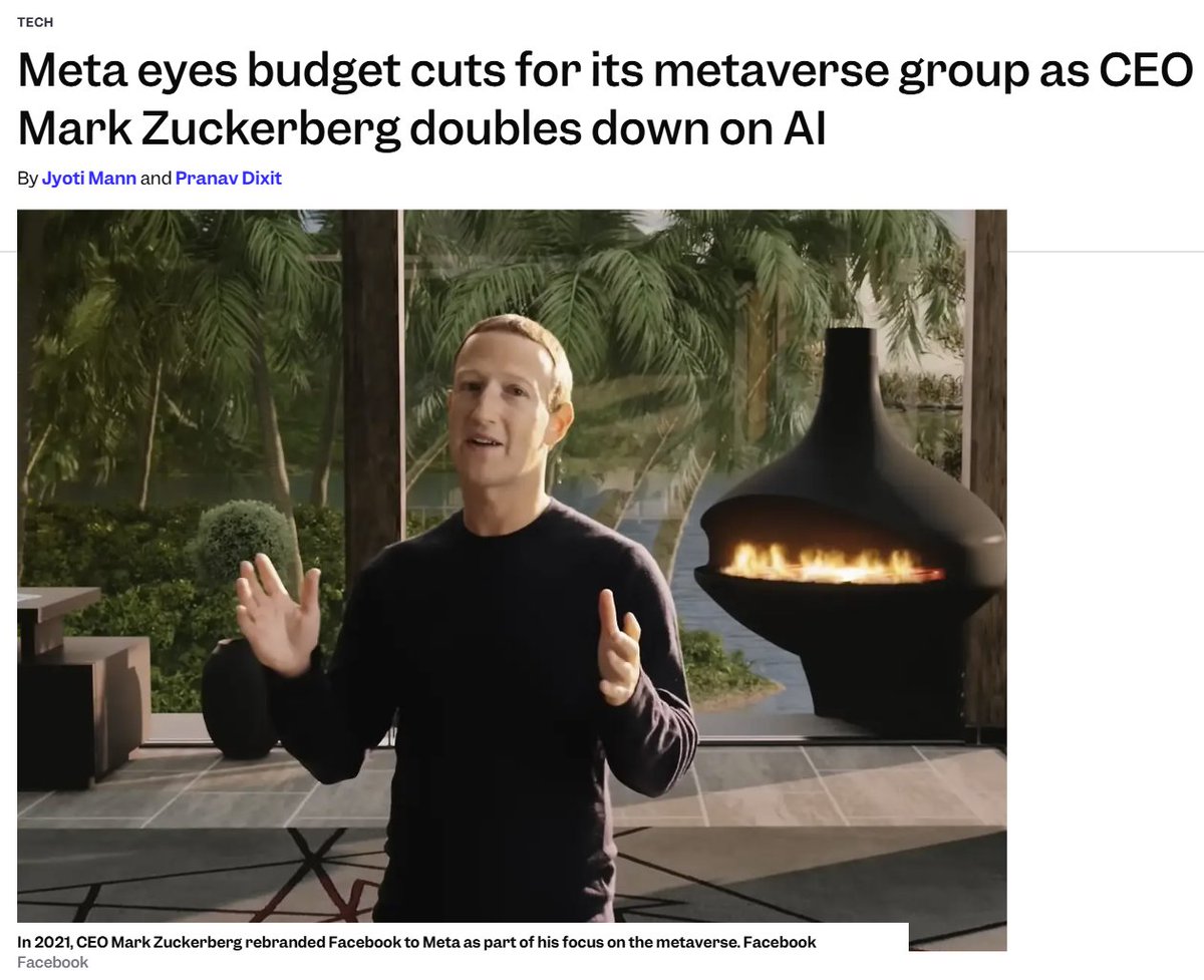 KrisPatel99's tweet image. $META

Today’s news on Reality Labs cutbacks is highly reminiscent of what we saw in 2022, the so-called “Year of Efficiency.”

While Reality Labs will remain part of the company’s long-term vision, AI has clearly become the top priority. Attracting the best talent in the field…