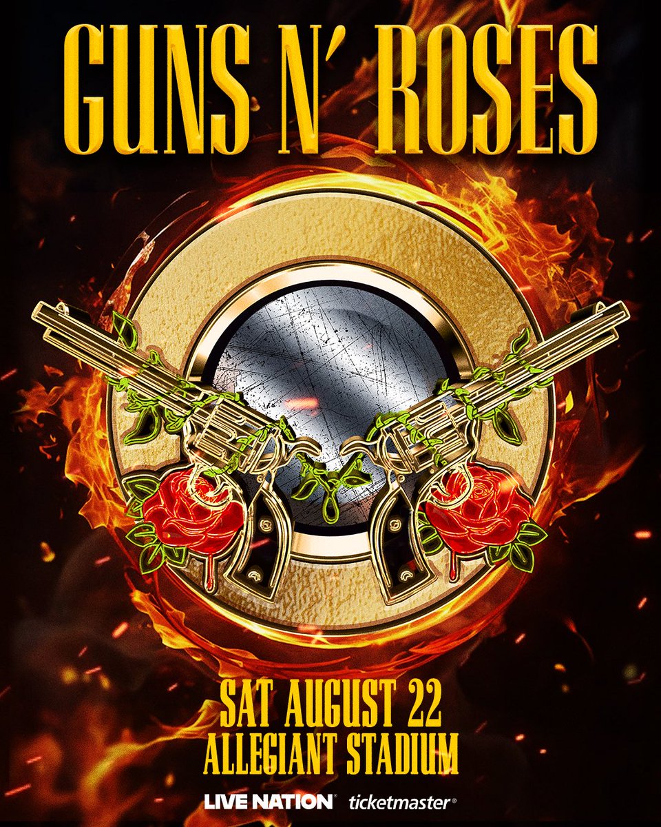 neon931lv's tweet image. Guns N’ Roses are taking over Allegiant Stadium on August 22nd — and yes, it’s gonna be LOUD. 🔥🤘

And YOU can be there when G-N-R blows the roof off Las Vegas.

Listen weekdays at 5pm for the keyword, then drop it in at 931themountain.com for your shot at tickets!
