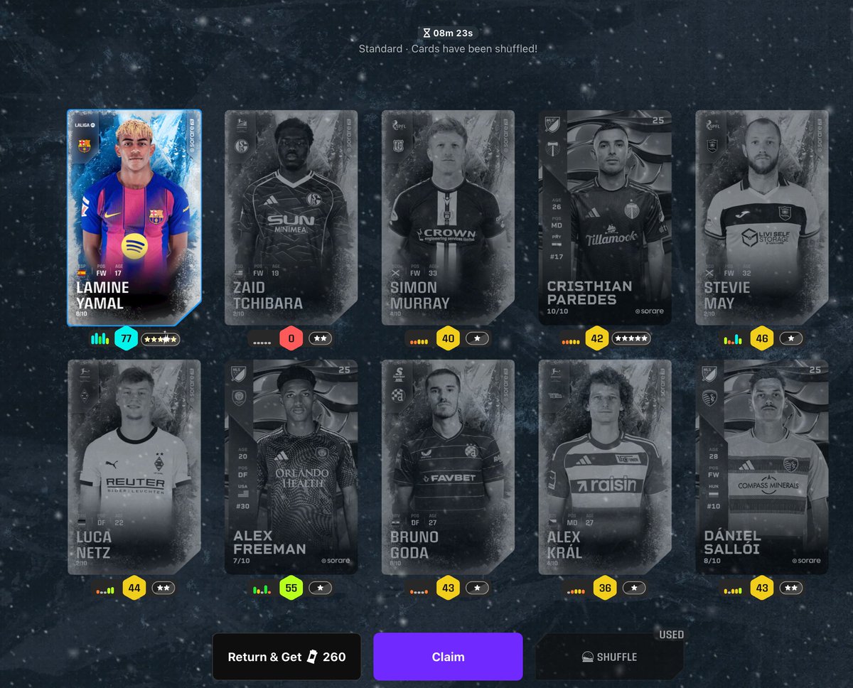 BulkaEU's tweet image. Win Yamal in Standard Craft ?
Done! With new Shuffle Clue!
Thanks @Sorare