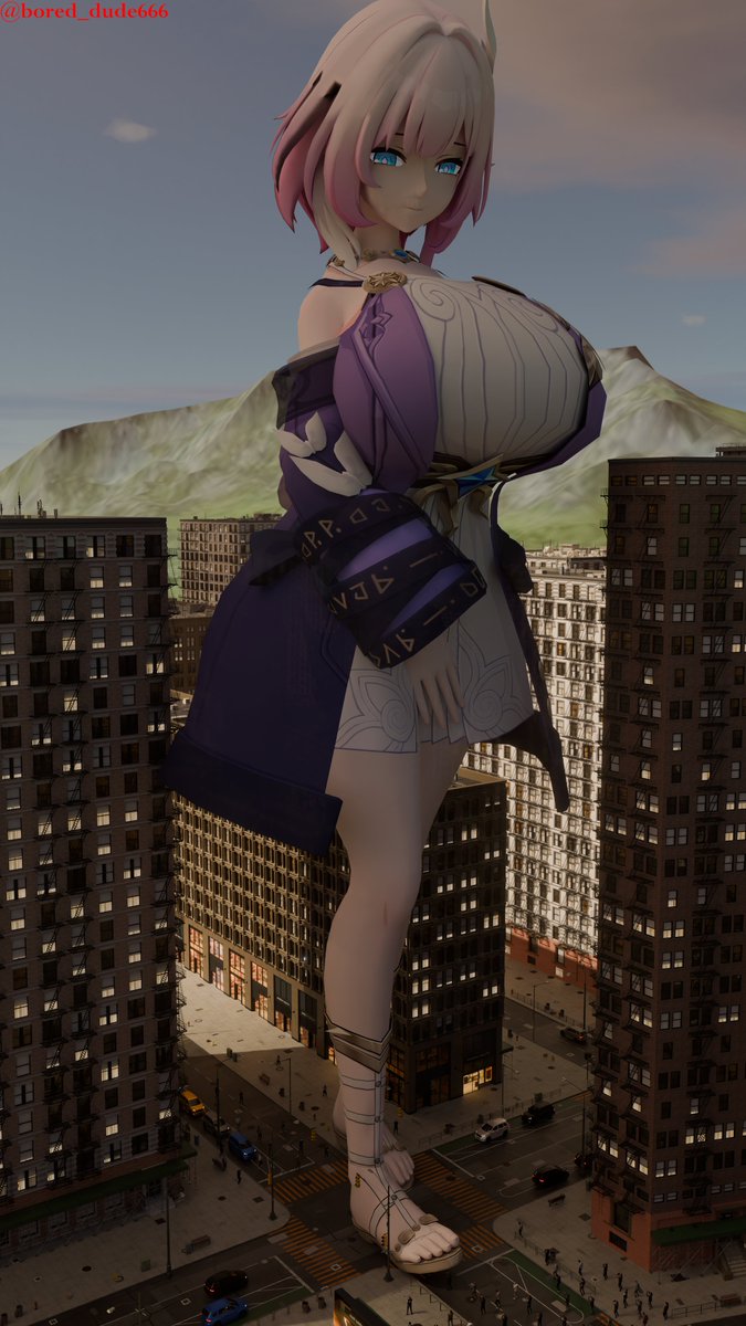 Comm for <a href="/KamiSunGoddess/">⛩KamiKitsune⛩</a> for an embarrassed, shy Cyrene being big in the city.

#giantess #Sizetwitter #sfwgt