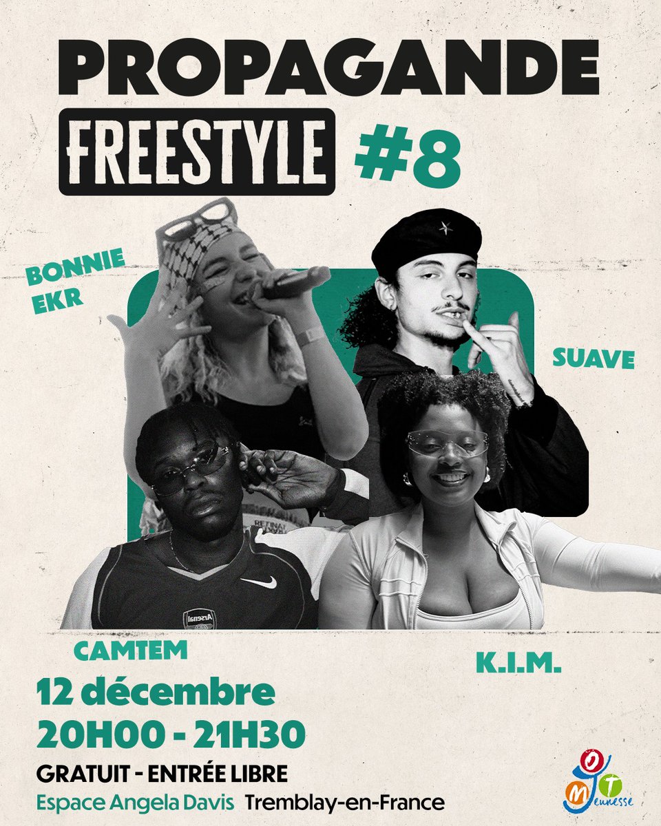 Propagande Freestyle #8 le 12 décembre à 20h 😤
SALE !!!
Et à 21h ça passe en mode Open Mic !
On vous attend NOMBREUX (surtout nos gens du 93)
📍Espace Angela Davis - Tremblay 93290