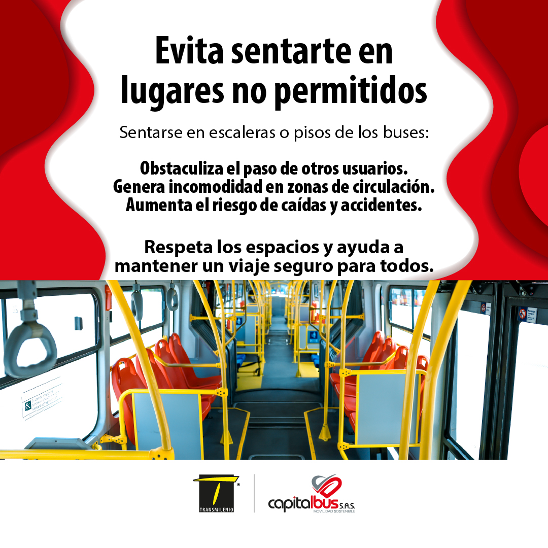 Sentarse en escaleras o zonas no permitidas dentro del bus aumenta el riesgo de accidentes. 🚍

Respeta los espacios y contribuye a un viaje seguro.

#SeguridadVial #ViajeSeguro #CulturaCiudadana #Capitalbus