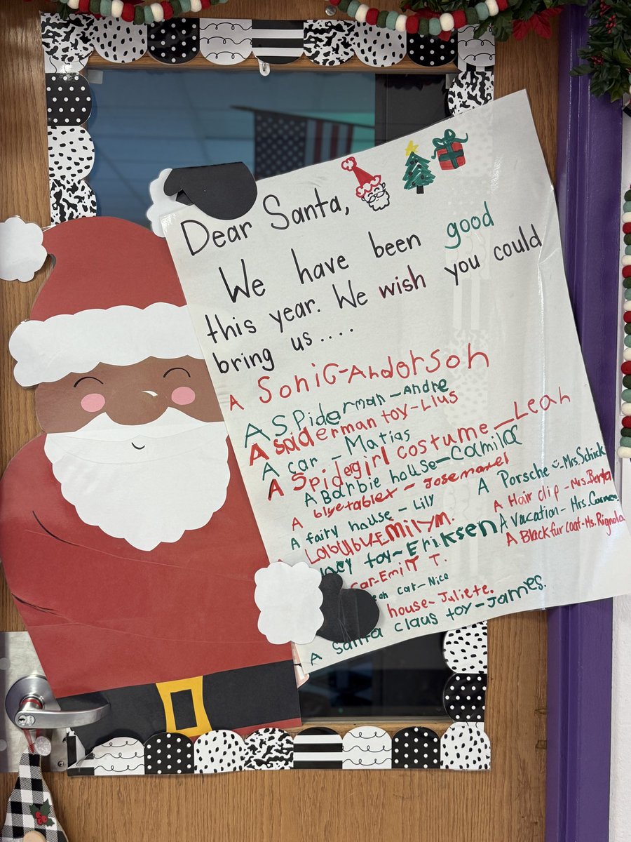 Mrs_Schick_HB's tweet photo. Itโs that time of year, Santa is watching! ๐๐
๐ป We have been good this year so our class made a wish list. โค๏ธ๐ @HamptonBaysES #WeAreHB #HBStrong https://t.co/TQfOvNrHLx