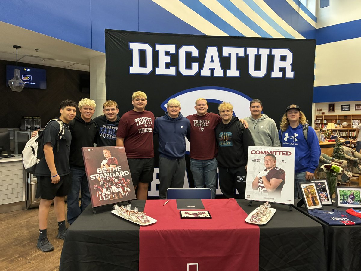 CadenMerrett62's tweet photo. Today it became official!  So excited to be heading to Trinity to continue my football career!  Big thanks to @TUFootballTX @CoachGezella @CoachLytal @JerhemeUrban83 for the chance to be apart of something special! https://t.co/CgZcqISrSu