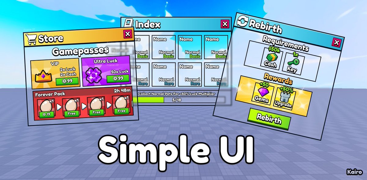 KairoGif's tweet image. Cheap Roblox UI 
Discord - KairoGIF 📩
Commission Open 
 R$ 400 per Frame + tax
artstation.com/kairogif 

#Roblox #RobloxDev #RobloxDevs #RobloxUI