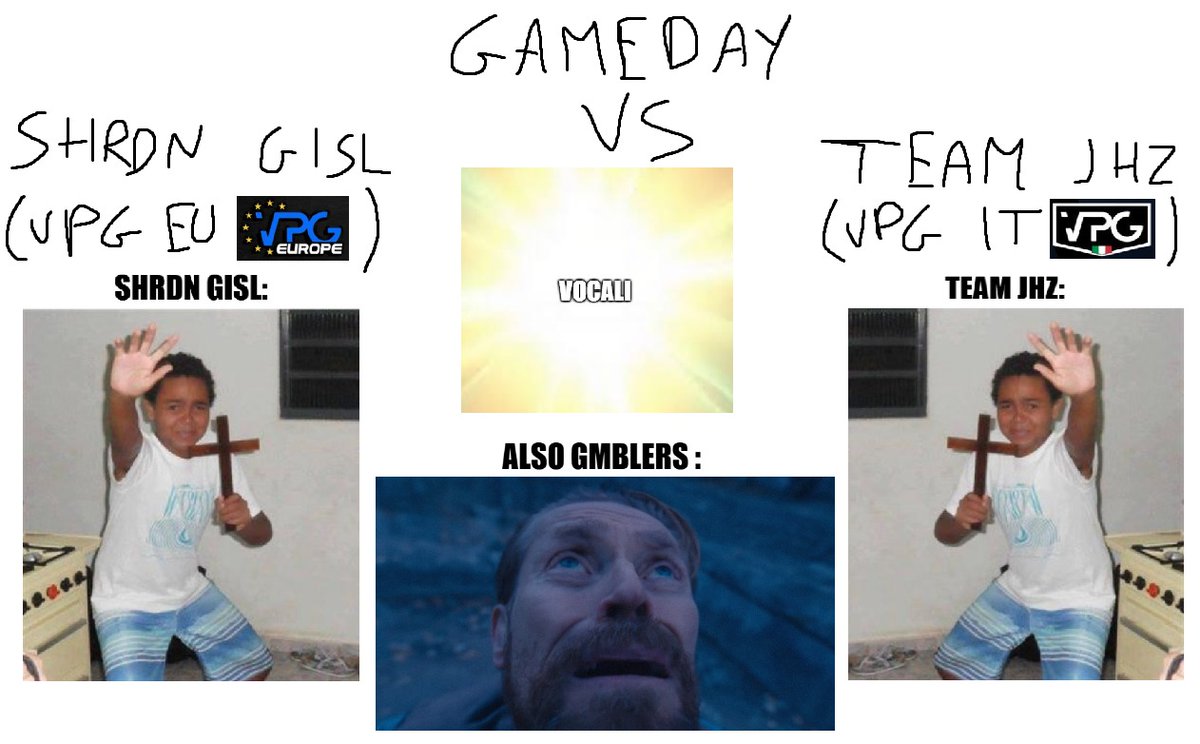 Quelle maledette vocali 💀

VPG Europe: 
⏰ 22:15
🆚 <a href="/GislXIX/">SHRDN GISL</a>
📺 youtube.com/@gmblersesport…

VPG Italy:
⏰ 22:40
🆚 <a href="/Team_JHZ/">TEAM JHZ</a>
📺 youtube.com/@gmblersesport…

#BetOnGMB❤️🖤 #GMBwin
#VPGEurope #VPGItaly
<a href="/VPGEurope/">Virtual Pro Gaming | Europe</a> <a href="/VPGItaly/">Virtual Pro Gaming Italy 🇮🇹</a>