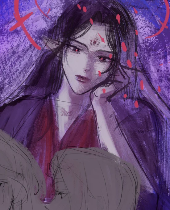 I will finish this bingzu one day i promise…. Inspired by cyrene's memosprite pose. Lover boy… he has galaxies in his hair and stars for pearls of his imperial crown, dressed in nebulas and stardust, our dear binghe