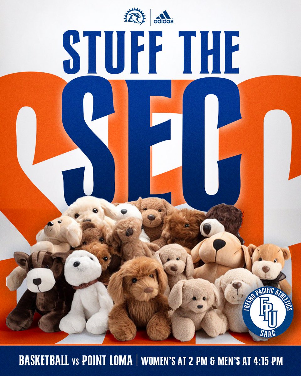 STUFF THE SEC NIGHT 🏀 Bring a NEW stuffed animal to toss onto the court at halftime of each basketball game THIS Saturday! 🧸 The stuffed animals will be donated to patients at Valley Children’s Hospital!

🎟️ Free admission for fans 18 &amp; over who bring a stuffed animal
