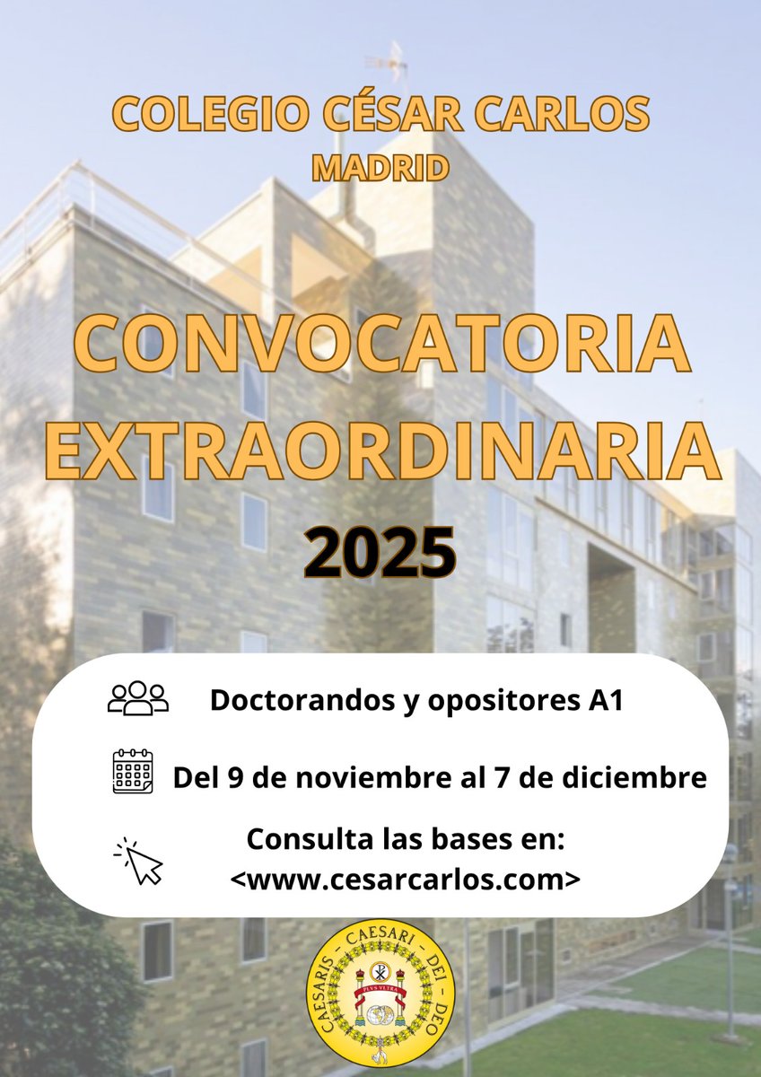 Este domingo finaliza el plazo para la presentación de solicitudes de la convocatoria extraordinaria, consulta el siguiente enlace para realizar la solicitud: cesarcarlos.com/content/convoc…