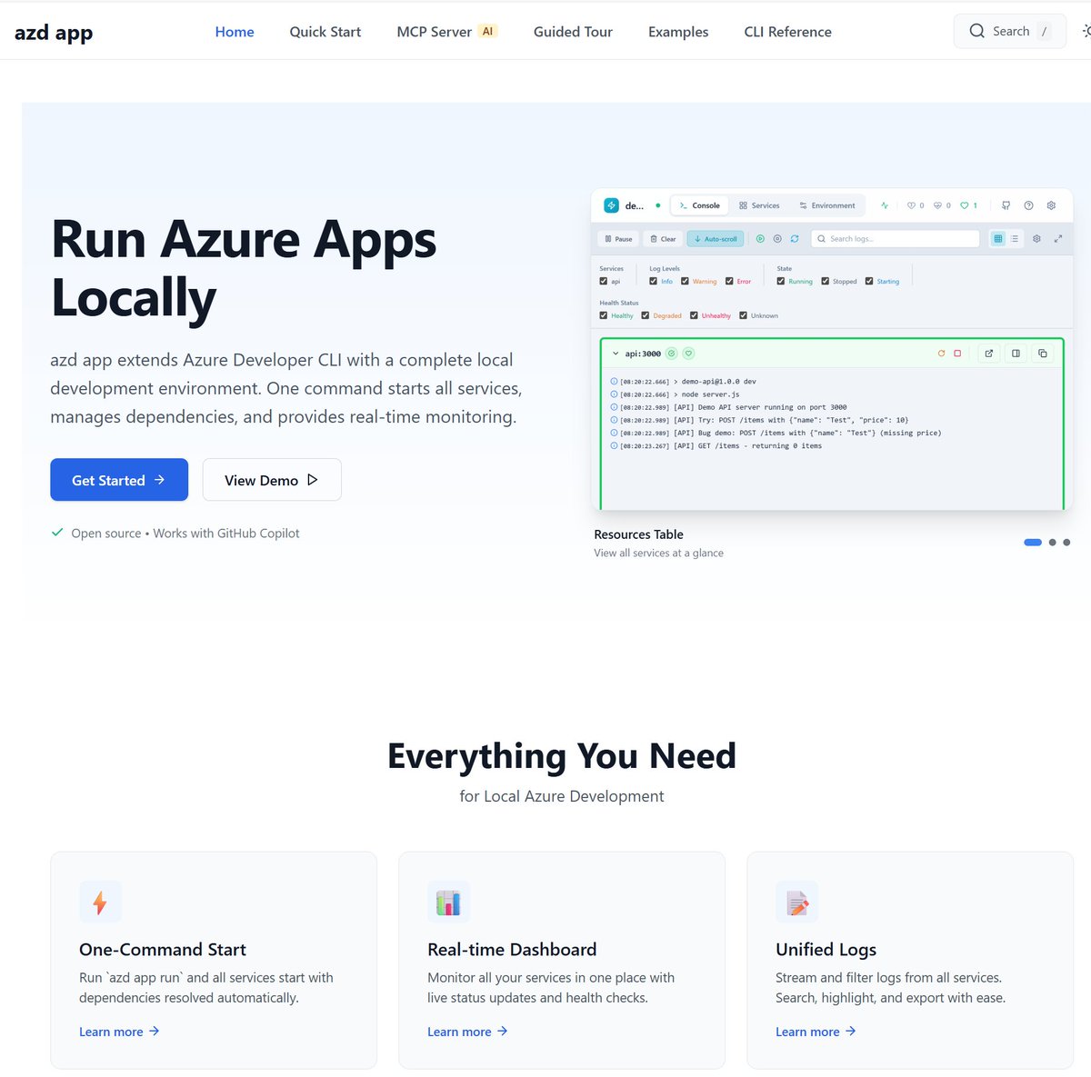 jongallant's tweet image. If you use the Azure Developer CLI and always wanted an easy way to run the app locally, then check out this extension I&apos;ve been working on called `azd app`.  It uses the azure.yaml that you already have.

jongio.github.io/azd-app/

#azd #azure #microsoft #clouddev #ai #mcp