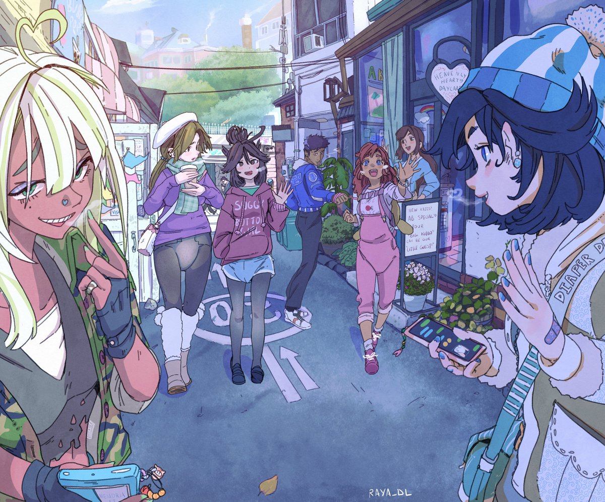 Part 5 of 12 in my 'day in the life' series: Meet-up.
After a slow morning of getting ready, Raya and Floof head out to meet some friends for a fun hangout day. 
I tried some new stuff in this, and had fun making up new OC's and some normalized Ab/DL worldbuilding lol- enjoy