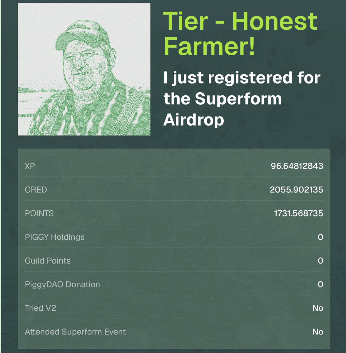 Yine airdrop yağmuru var noldu boğa mı geldi yoksa

İkinci airdropta <a href="/superformxyz/">Superform</a> tarafından gelmiş, alttaki linkten eligible olup olmadığımıza bakıyoruz ve uygunsak kayıt yaptırıyoruz

Kaç adet verir ne kadar eder hiç bilmiyorum, bilenler varsa öğrenmek isterim

Checker linki;