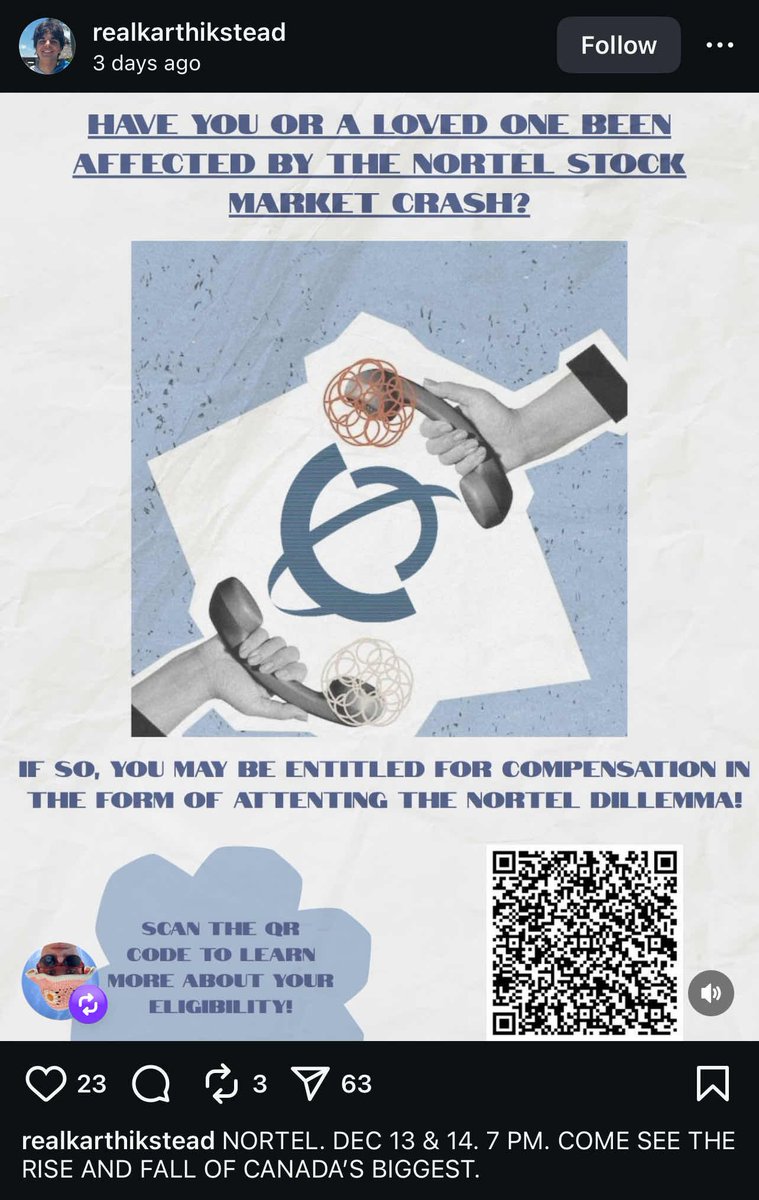 Someone at NYU was inspired by my Nortel videos to write a play! It's showing in new york if you're free on the 13th or 14th of december