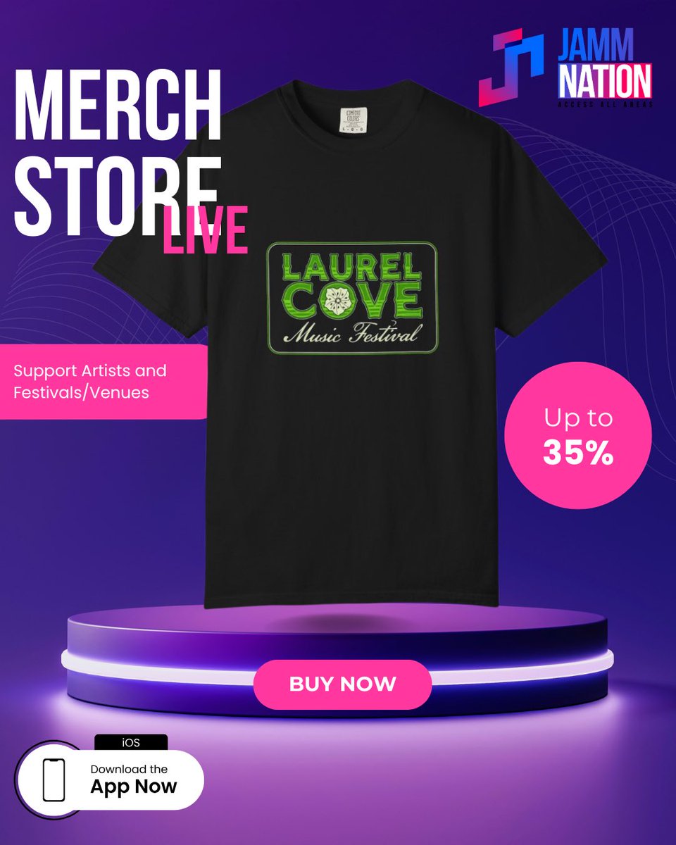 JammNationApp's tweet photo. The JN Merch Store is LIVE!
Merch from your favourite independent artists, festivals &amp; venues.
Every purchase puts $$ straight into artists’ pockets.

Use LAURELCOVE20 for discounts + free shipping over $100 (limited time).
Let’s support the indie music scene. 🎶🔥 https://t.co/JmrdQGjvFd