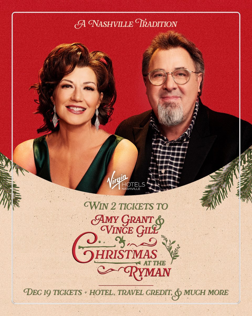 VGcom's tweet image. Enter to win a trip to see @AmyGrant and Vince Gill's sold-out Christmas at the Ryman show on December 19. The prize includes 2 tickets, hotel accommodations, travel credit, and a  merch bundle. @DoStuffMedia dostuffmedia.com/giveaways/vinc…
