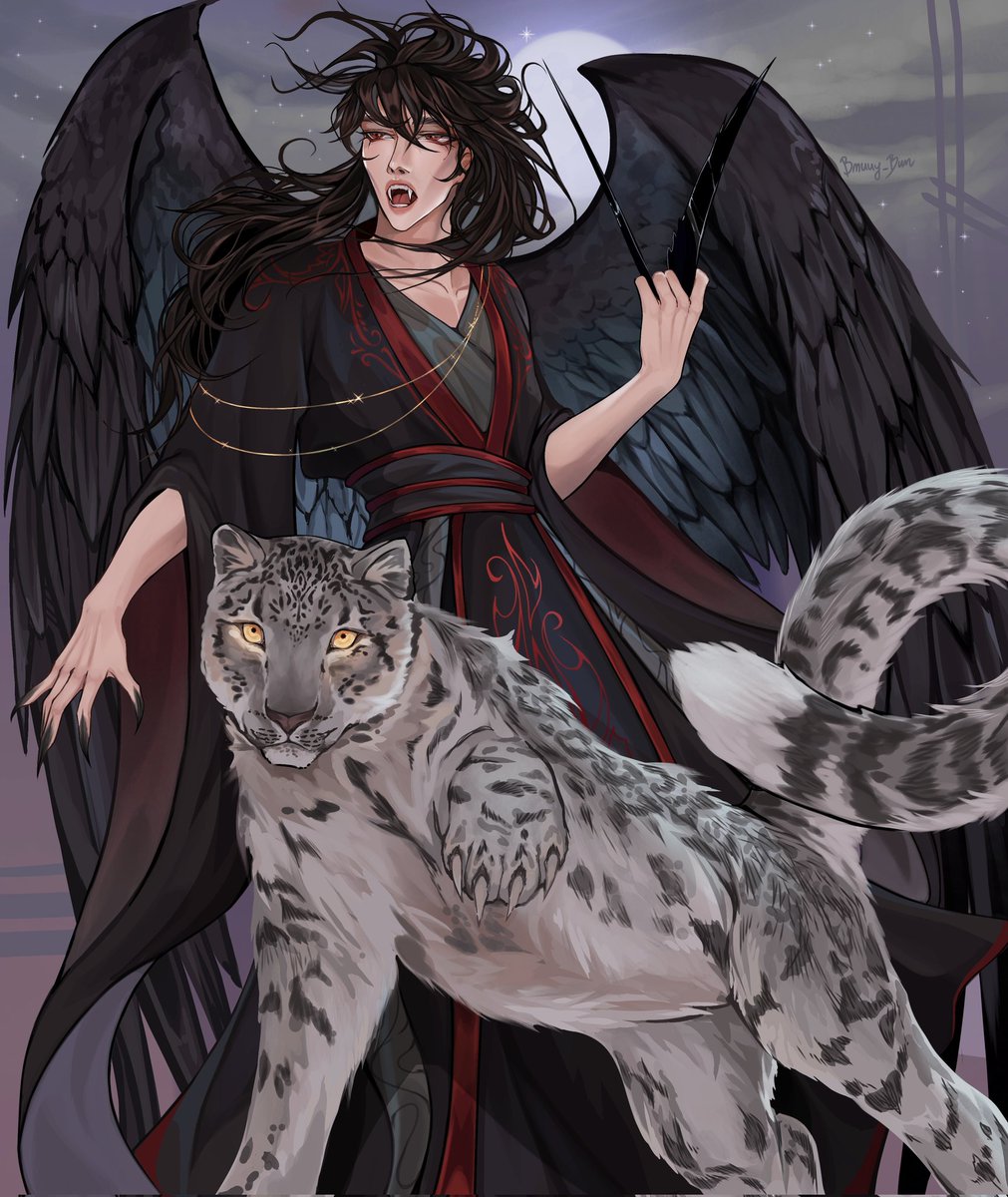 Vampire Wei Ying and Snow leopard Lan Wangji 

Inspired by this amazing fic ♥️
archiveofourown.org/works/67638376
#MDZS