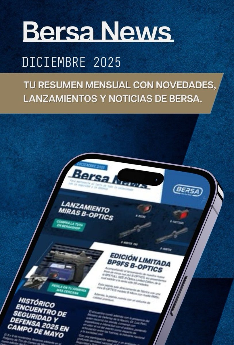 bersaucantrust's tweet image. SUSCRIBITE A BERSA NEWS
Tu resumen mensual con novedades, lanzamientos y noticias de Bersa.
📩 Llega 1 vez por mes a tu email. Sin spam.
Suscribite➡️ shorturl.at/y2hQC