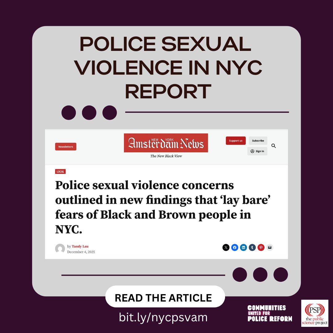 changethenypd's tweet image. Police sexual violence impacts nearly 1 in 5 NYers yet &amp;lt;1% of police officers who commit these acts are held accountable. This crisis must be addressed through oversight, transparency &amp;amp; accountability. Read our new report bit.ly/psvinnyc &amp;amp; article bit.ly/nycpsvam