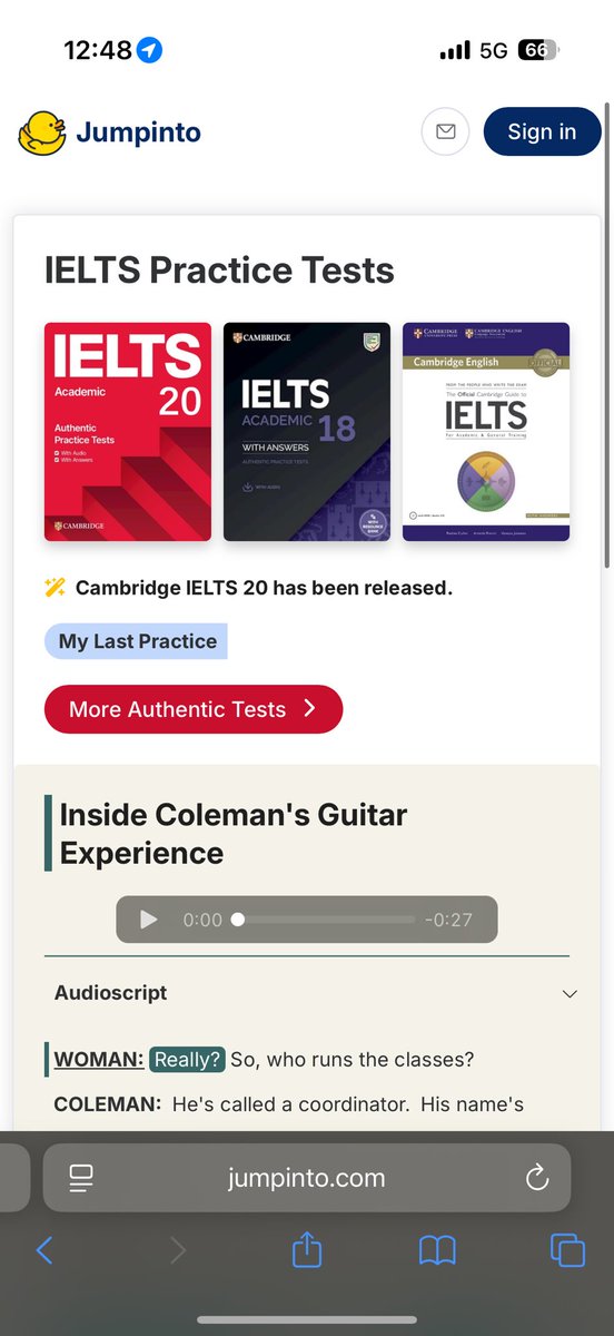 WedyanFawaz's tweet image. موقع رهيب ومجاني للتدريب على الايلتس اكتشفته بالغلط، هو عبارة عن كتب كامبريدج أصلًا لكن بطريقة تفاعلية بحيث يحاكي الاختبار (بقسم التحدث والكتابة يقيمك كمان)، مره مفيد خصوصًا لو الإختبار محوسب 

jumpinto.com