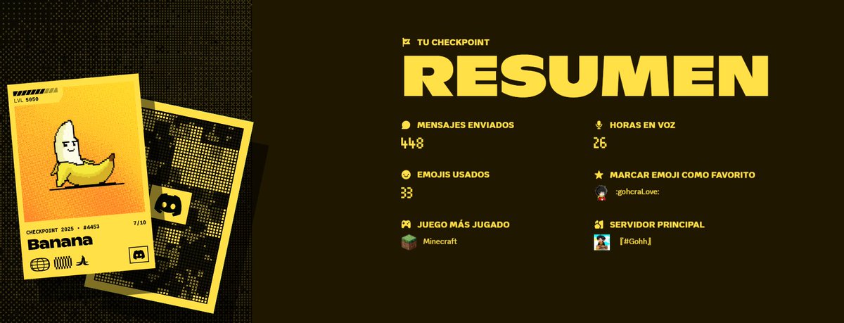 jaja que copado esto de discord loco, aca van los resumenes de mis 2 cuentas, adivinen cual es la de Gohcraft