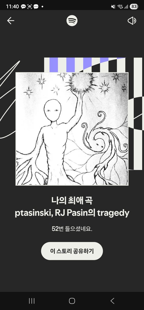 Spotify Wrapped ประจำปี 2025 ของบ็อบบี้คือเพลง tragedy ของ ptasinski และ RJ Pasin คับ ฟังไป 52 ครั้งแย้ว