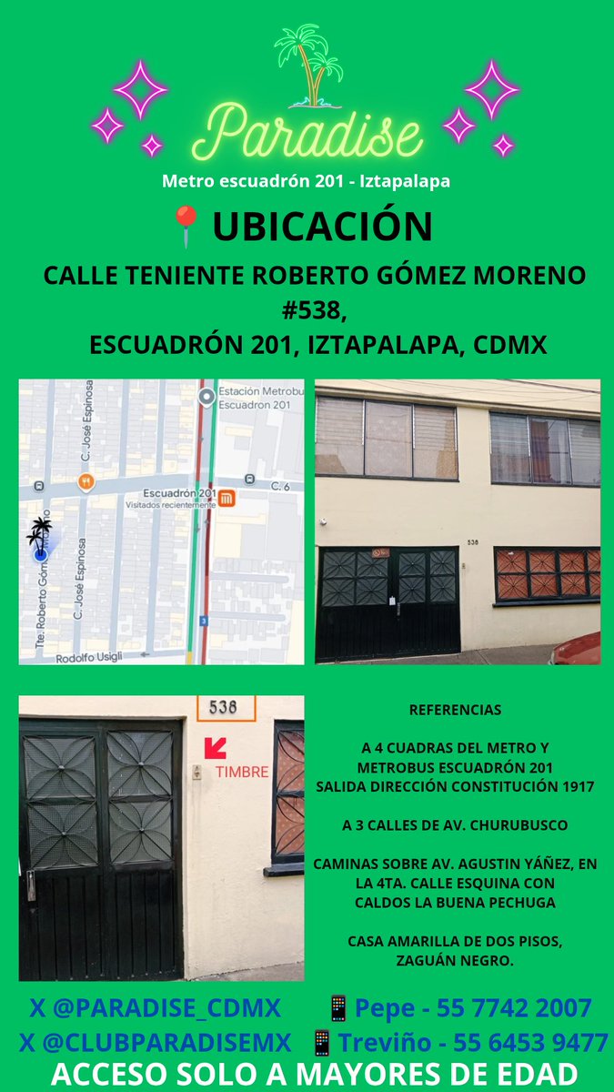 😈 FIESTA NOCTURNA DE ROLES
🚇ESC 201
🗓️6/12/25
⏰10PM a 6:30AM
✨CALEFACCIÓN, PONCHE Y AZULITOS
🎫$200
😬$170 DE 10PM A 12AM EXACTO Y EN EFECTIVO

<a href="/CLUBPARADISEMX/">PARADISE</a> 
<a href="/jcarlosromer221/">Güerito221</a> 
<a href="/ELTALMAUTREVINO/">Mau Treviño</a>